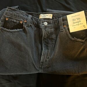Abercrombie & Fitch Black Denim Distressed Jeans